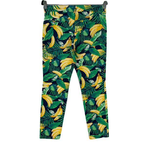 NWOT OLD NAVY Pants Women 4 Green-Yellow Lime Banana Leaf Print “Pixie Ankle” - Picture 3 of 13
